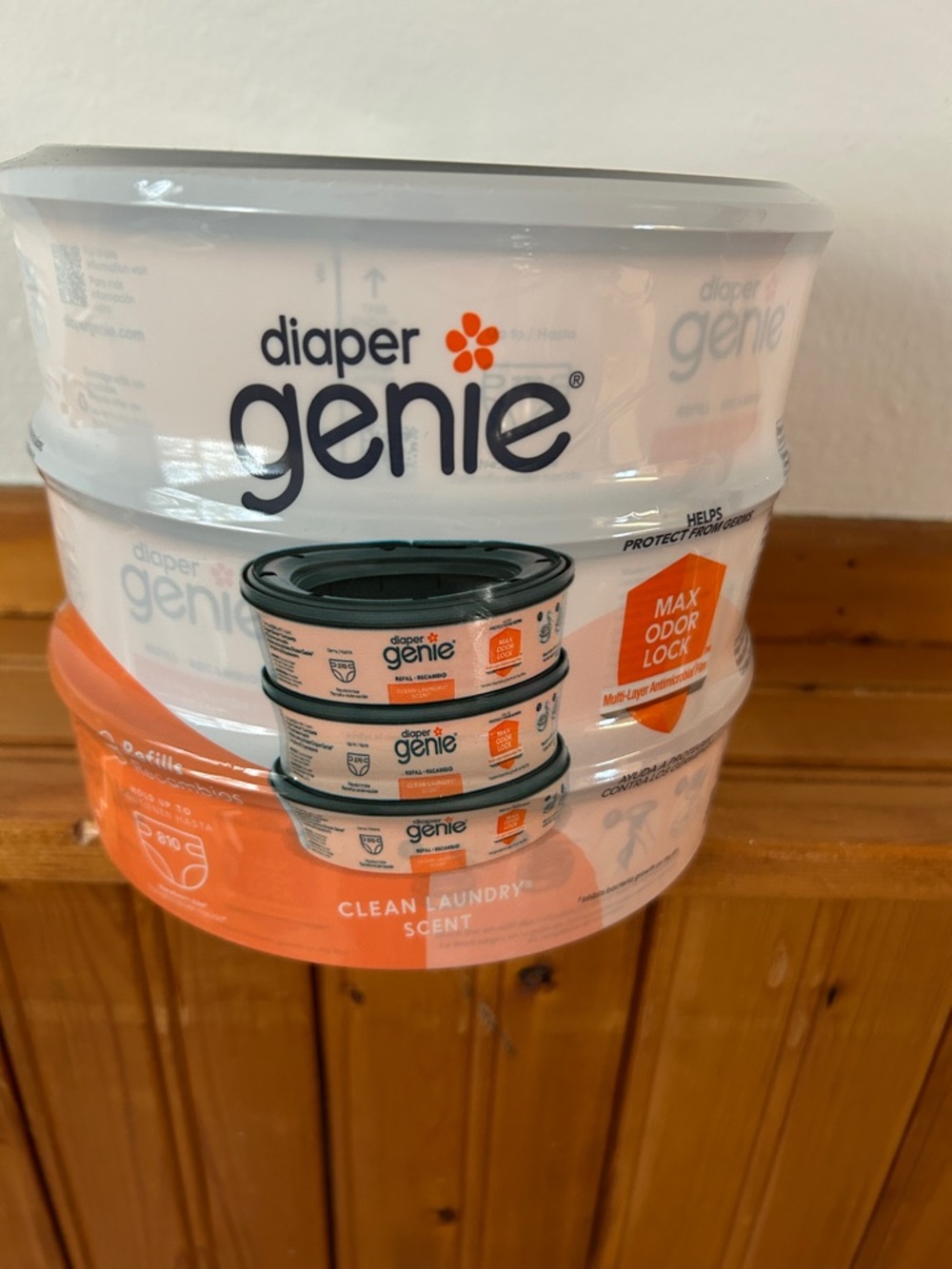 Diaper Genie Refill Canisters - Clean Laundry Scent (White & Orange)